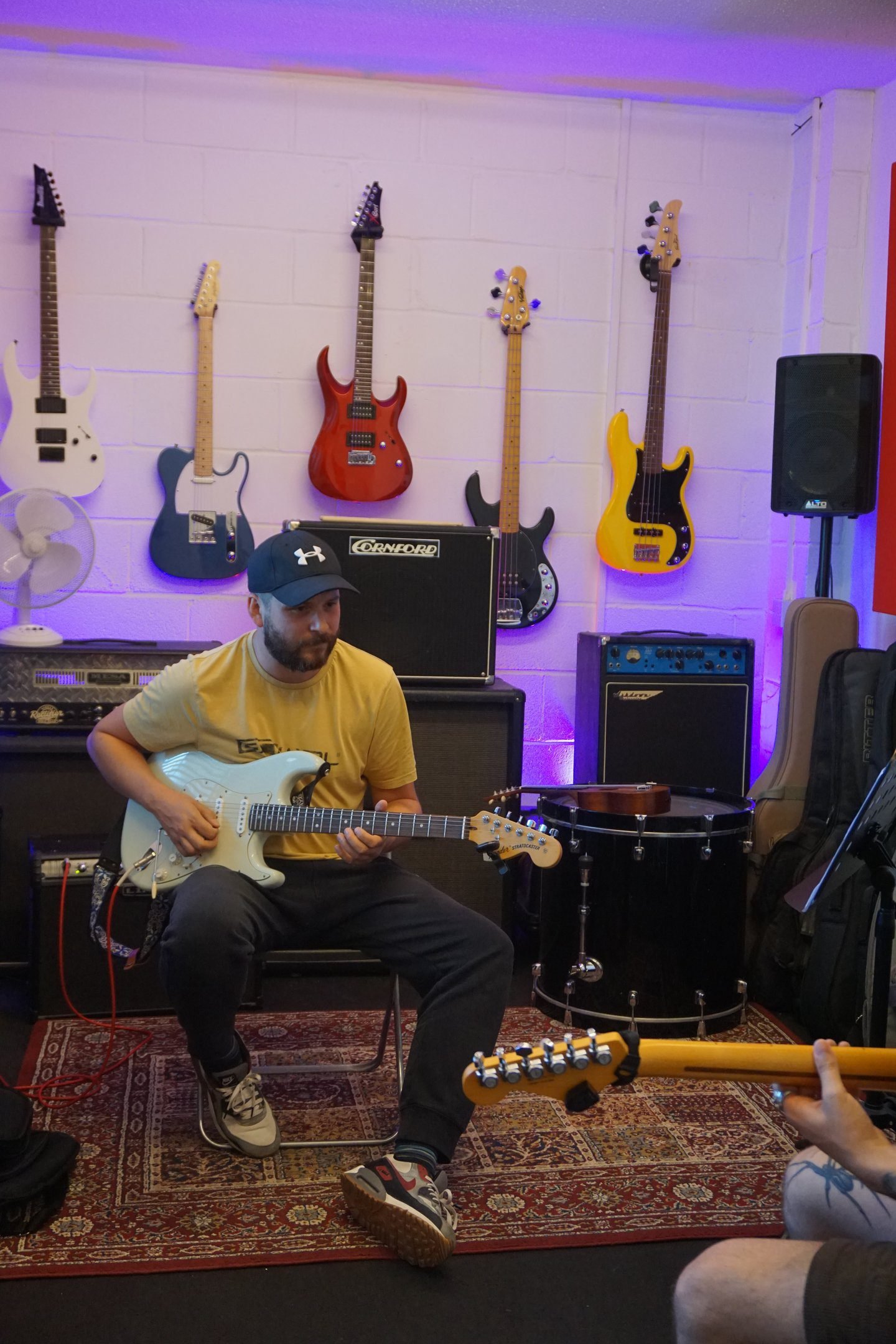 Student learning guitar